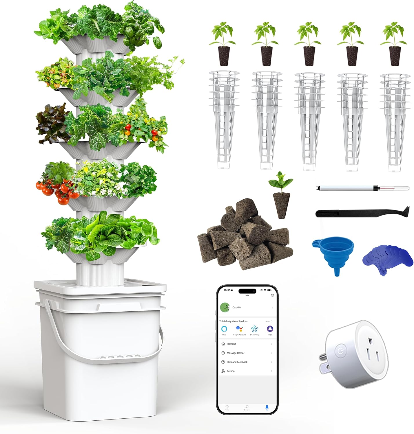 Hydroponic Tower - Набор для гидропонного выращивания растений, 5-ярусная